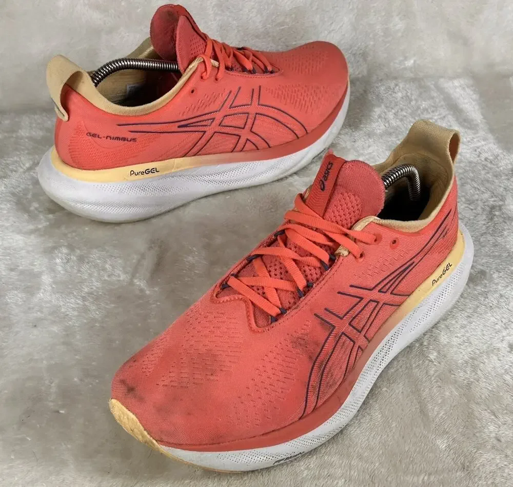 Asics Gel Nimbus 25 Shoes Womens 9.5 Orange Athletic Running Sneakers 1012B356